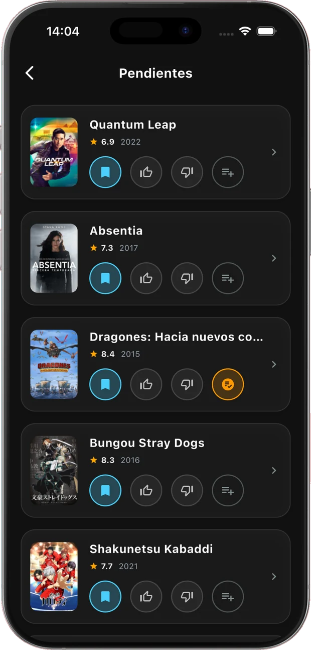 Biblioteca personal y watchlist en Cetra