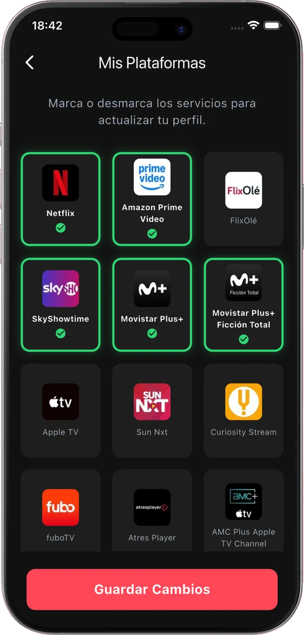 Selección de plataformas de streaming en Cetra